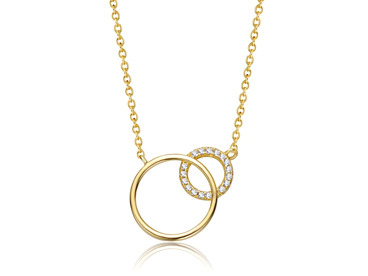 Clear Cubic Zirconia, 14k Gold Plated over Brass Entwined Triple Eternity Circle Necklace