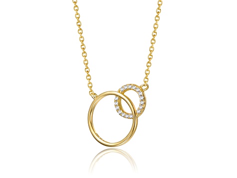 Clear Cubic Zirconia, 14k Gold Plated over Brass Entwined Triple Eternity Circle Necklace