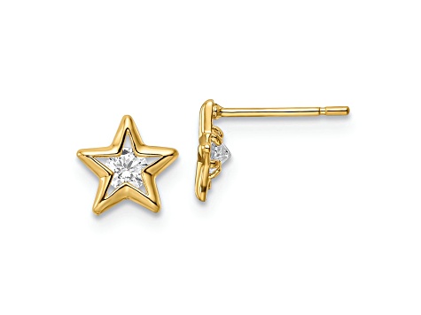 14k Yellow Gold Cubic Zirconia Star Stud Earrings