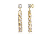 Clear Cubic Zirconia, 14k Gold Plated over Sterling Silver Bridal Chandelier Earrings