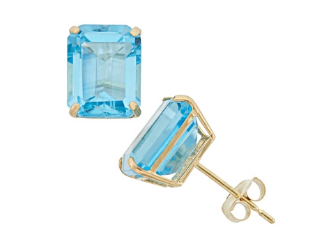 Swiss Blue Topaz 10K Yellow Gold Earrings 5.60ctw