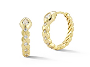 Sterling Statements 14K Yellow Gold Over Sterling Silver Cubic Zirconia Snake Hoop Earrings