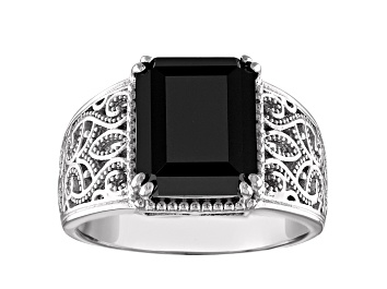 Picture of Sterling Silver Black Spinel Filigree Ring 4.7ctw