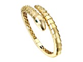 Emerald Cubic Zirconia, 14k Gold Plated Coiled Serpent Bypass Cuff Bracelet