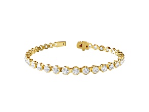 White Lab-Grown Diamond E-F VVS-VS 18k Yellow Gold Over Sterling Silver Tennis Bracelet 5.84ctw