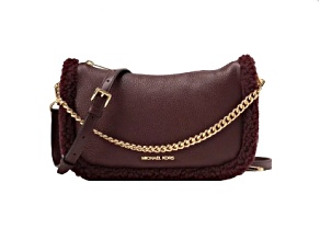 Michael Kors Carmela Medium Pebbled Leather Convertible Crossbody Handbag in Oxblood Multi
