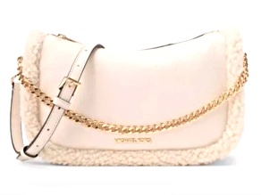 Michael Kors Carmela Medium Pebbled Leather Convertible Crossbody Handbag in Natural Multi