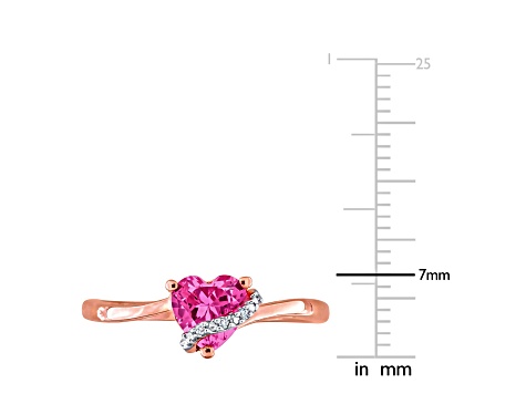 1 CT TGW Created Pink Sapphire and Diamond Accent Heart Ring in Rose Plated Sterling Silver