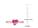 1 CT TGW Created Pink Sapphire and Diamond Accent Heart Ring in Rose Plated Sterling Silver