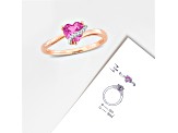 1 CT TGW Created Pink Sapphire and Diamond Accent Heart Ring in Rose Plated Sterling Silver