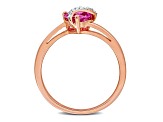 1 CT TGW Created Pink Sapphire and Diamond Accent Heart Ring in Rose Plated Sterling Silver