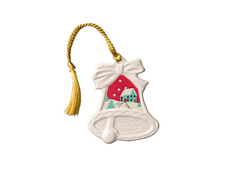 Belleek Christmas Scene Bell Ornament