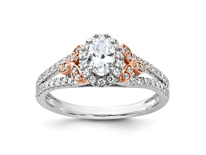 14K Two-tone Lab Grown Diamond Halo Engagement Ring 0.804ctw