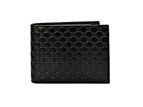 Gucci Men's Microguccissima GG Black Leather Trifold ID Wallet