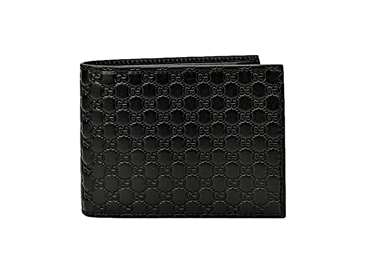 Gucci Men's Microguccissima GG Black Leather Trifold ID Gucci Men's Microguccissima GG Black Leather Trifold ID