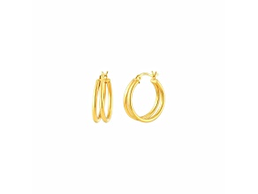 14K Yellow Gold Over Sterling Silver Double Hoop Enamel Earrings in Yellow
