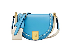 Fendi Moonlight Cyber Blue Leather Satchel Crossbody Bag