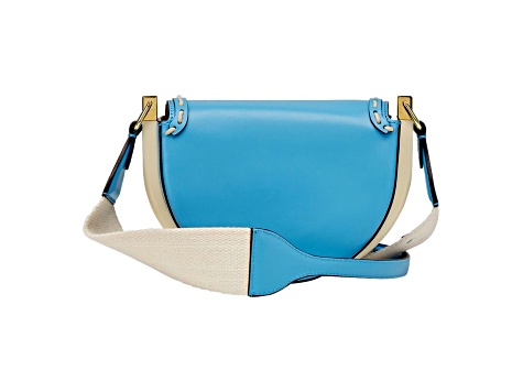 Fendi Moonlight Cyber Blue Leather Satchel Crossbody Bag