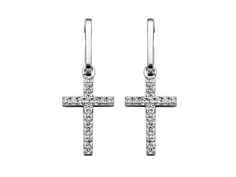 White Cubic Zirconia Rhodium Over Sterling Silver Earrings 0.56 ctw