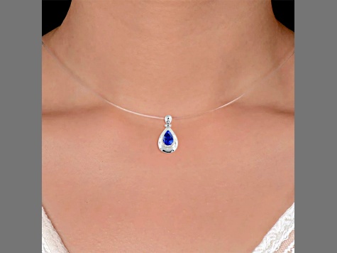 14K White Gold Tanzanite and Diamond Pendant 1.97ctw