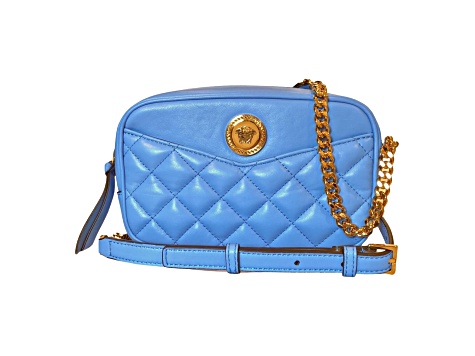 【送料&関税込】Versace Quilted Nylon Camera Bag With Versace La Medusa Blue Quilted Small Camera Crossbody Bag