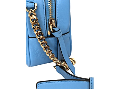 Versace La Medusa Blue Quilted Small Camera Crossbody Bag