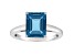 10x8mm Emerald Cut London Blue Topaz Rhodium Over Sterling Silver Ring