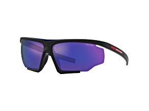 Prada Men's Linea Rossa 76mm Blue/Black Rubber Sunglasses|PS-07YS-13K05U-76