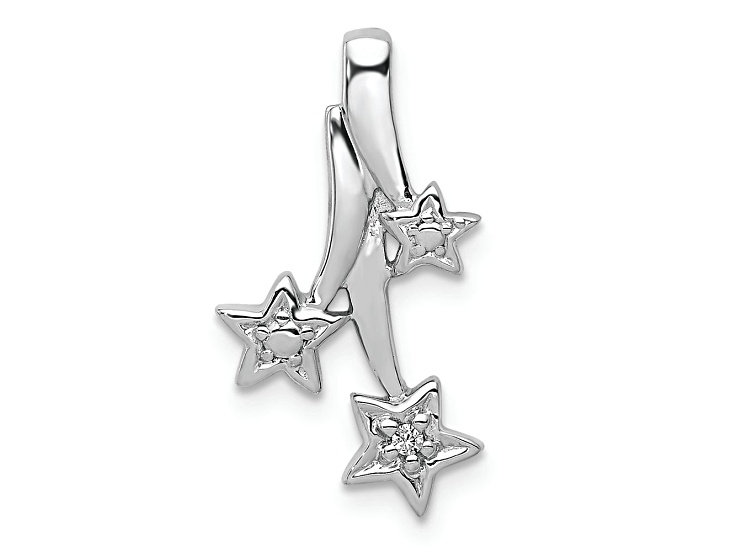 Rhodium Over 14k White Gold Diamond Shooting Stars chain slide