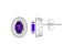 6x4mm Oval Amethyst 1/5 ctw Diamond Rhodium Over Sterling Silver Halo Stud Earrings