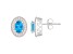 6x4mm Oval Blue Topaz 1/5 ctw Diamond Rhodium Over Sterling Silver Halo Stud Earrings