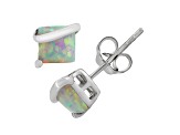White Lab Created Opal Sterling Silver Stud Earrings 1.20ctw