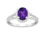 8x6mm Oval Amethyst 1/4 ctw Diamond Rhodium Over Sterling Silver Halo Ring