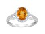 8x6mm Oval Citrine 1/4 ctw Diamond Rhodium Over Sterling Silver Halo Ring