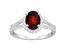 8x6mm Oval Garnet 1/4 ctw Diamond Rhodium Over Sterling Silver Halo Ring