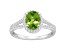 8x6mm Oval Peridot 1/4 ctw Diamond Rhodium Over Sterling Silver Halo Ring