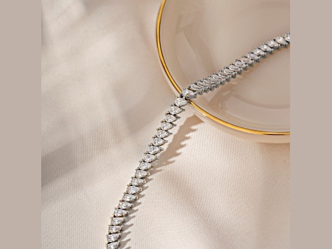 White Cubic Zirconia Platinum Over Sterling Silver Tennis Bracelet 12.50ctw