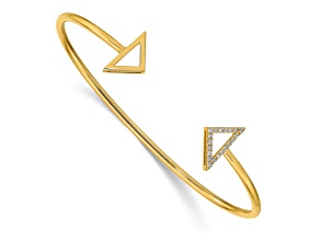14k Yellow Gold Polished Diamond Triangle Cuff Bangle