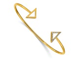 14k Yellow Gold Polished Diamond Triangle Cuff Bangle