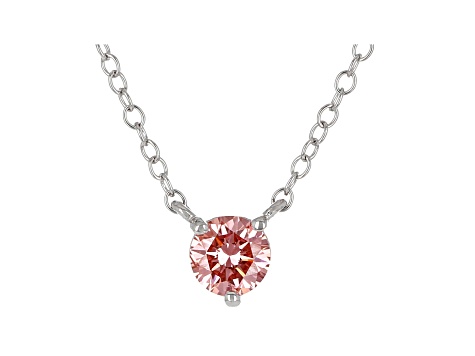 Pink Lab-Grown Diamond 14k White Gold Solitaire Necklace 0.33ctw