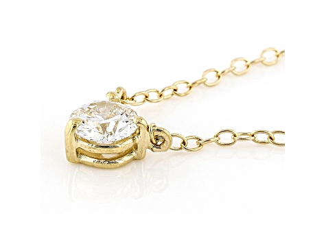 White Lab-Grown Diamond 14k Yellow Gold Solitaire Necklace 0.33ctw