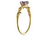 10K Yellow Gold Round Tanzanite and Diamond Ring .43ctw