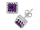 Purple Amethyst Sterling Silver Stud Earrings 1.70ctw