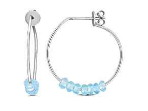 0.63ctw Sky Blue Topaz Bead Cluster Hoop Earrings in Sterling Silver