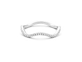 White Diamond Rhodium Over Sterling Silver Make Waves Stackable Ring 0.10ctw