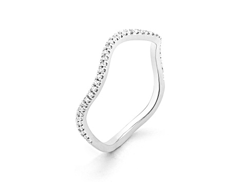 White Diamond Rhodium Over Sterling Silver Make Waves Stackable Ring 0.10ctw