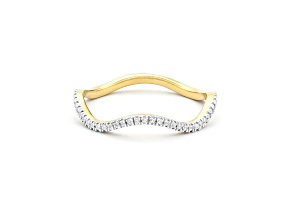 White Diamond 14K Yellow Gold Over Sterling Silver Make Waves Stackable Ring 0.10ctw