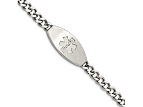 Stainless Steel Brushed 8.5-inch Medical ID Bracelet