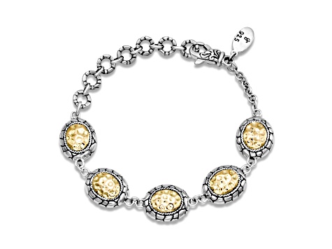 Silver Treasures by Samuel B. Sterling Silver/18k Yellow Gold Over Silver Pebble Design Bracelet
