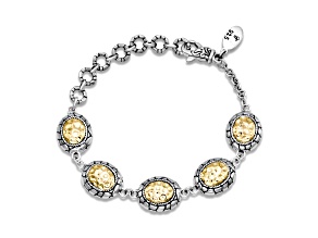 Silver Treasures by Samuel B. Sterling Silver/18k Yellow Gold Accent Pebble Design Bracelet